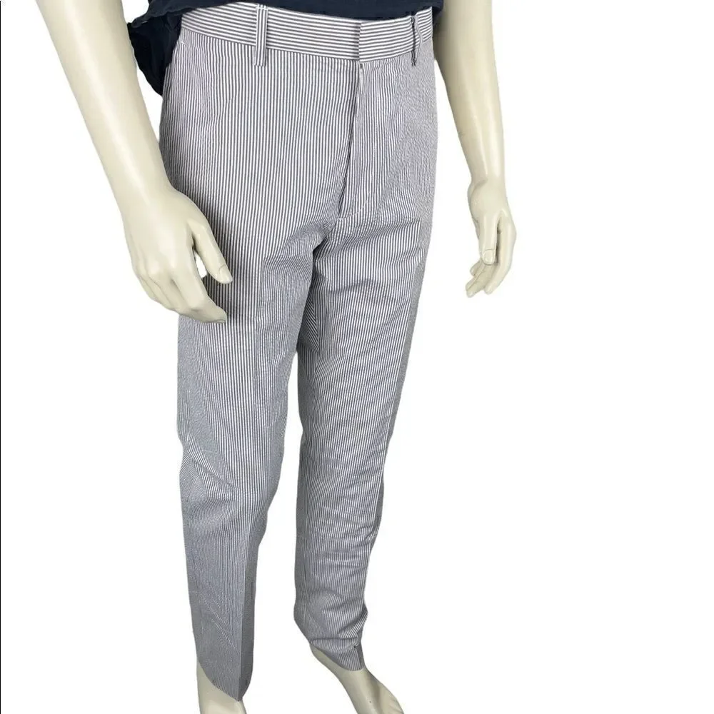 NWOT J. Crew Black/White Classic Seersucker Flat-Front Slacks Size 32